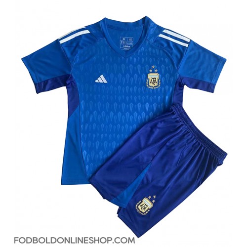 Argentina Målmand Udebane Trøje Børn VM 2022 Kortærmet (+ Korte bukser)